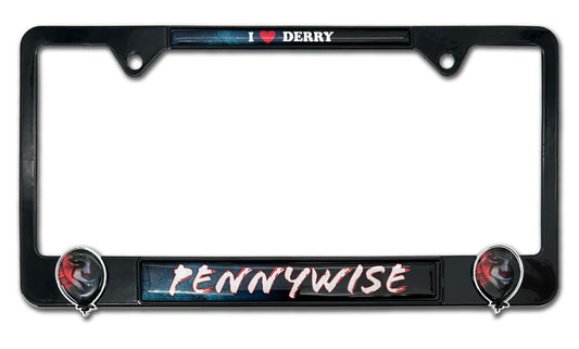 Pennywise IT Movie "I Love Derry" 3D Black Metal License Plate Frame