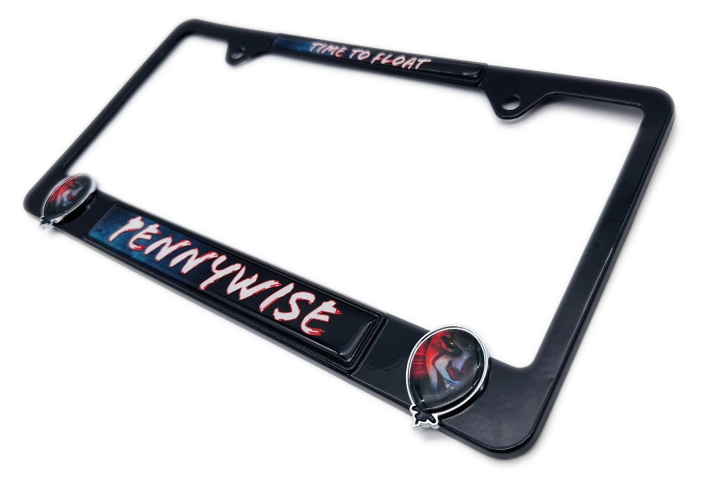 Pennywise IT Movie "Time to Float" 3D Black Metal License Plate Frame