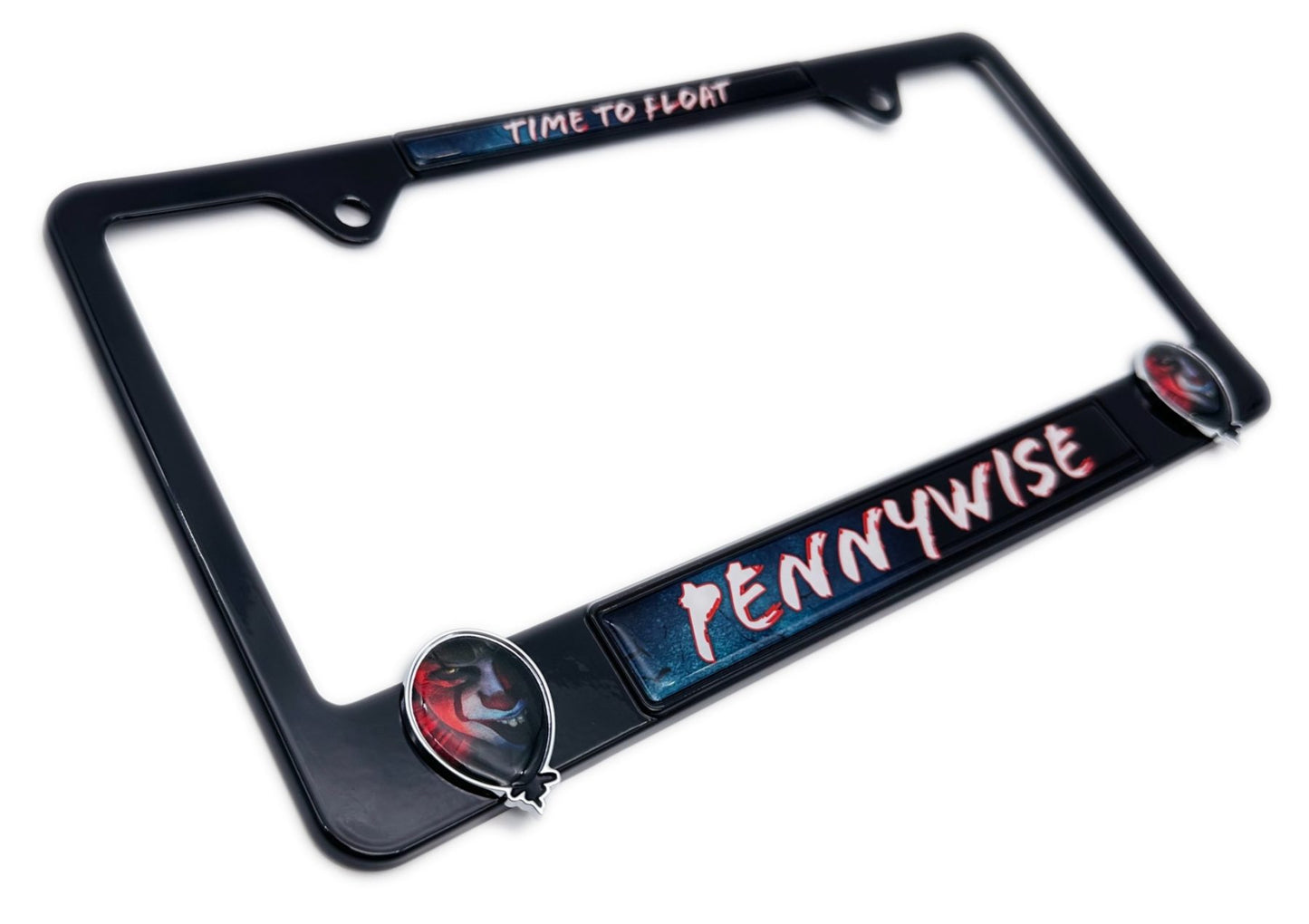 Pennywise IT Movie "Time to Float" 3D Black Metal License Plate Frame