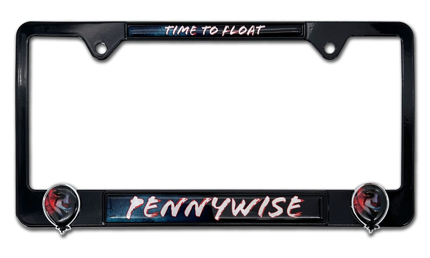 Pennywise IT Movie "Time to Float" 3D Black Metal License Plate Frame
