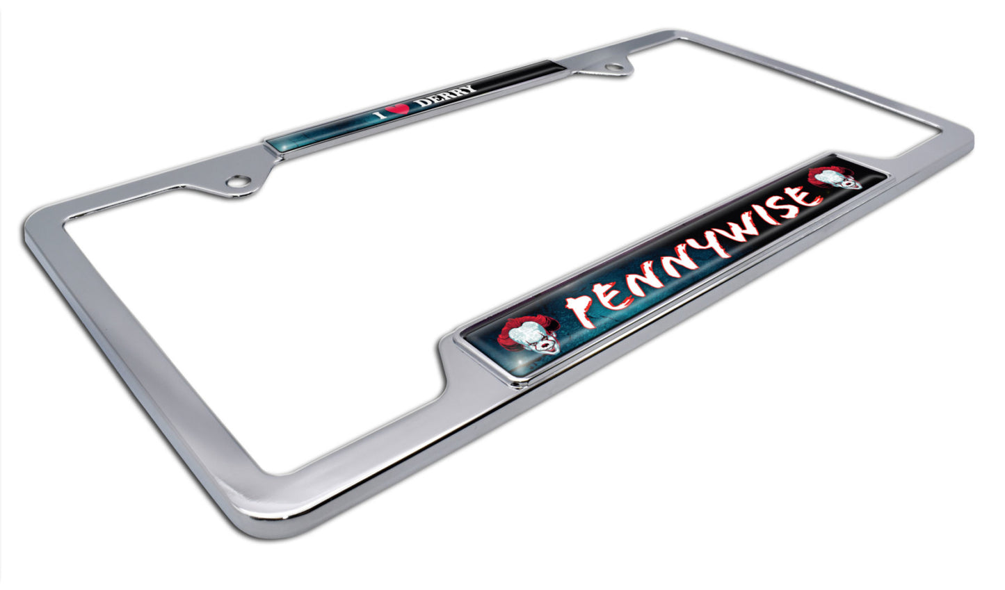 Pennywise "I Love Derry" Chrome Open License Plate Frame