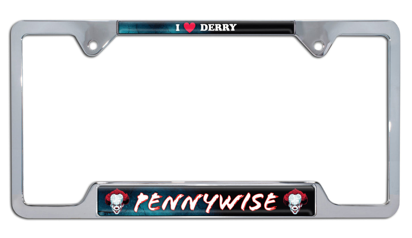 Pennywise "I Love Derry" Chrome Open License Plate Frame