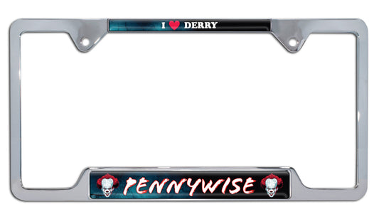 Pennywise "I Love Derry" Chrome Open License Plate Frame