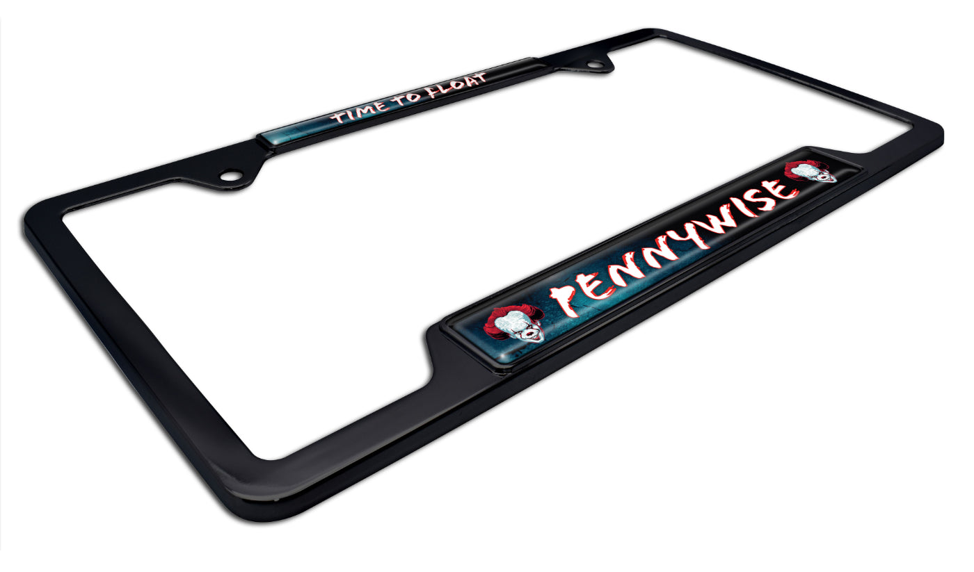 It - Pennywise Time to Float Black Metal Open License Plate Frame
