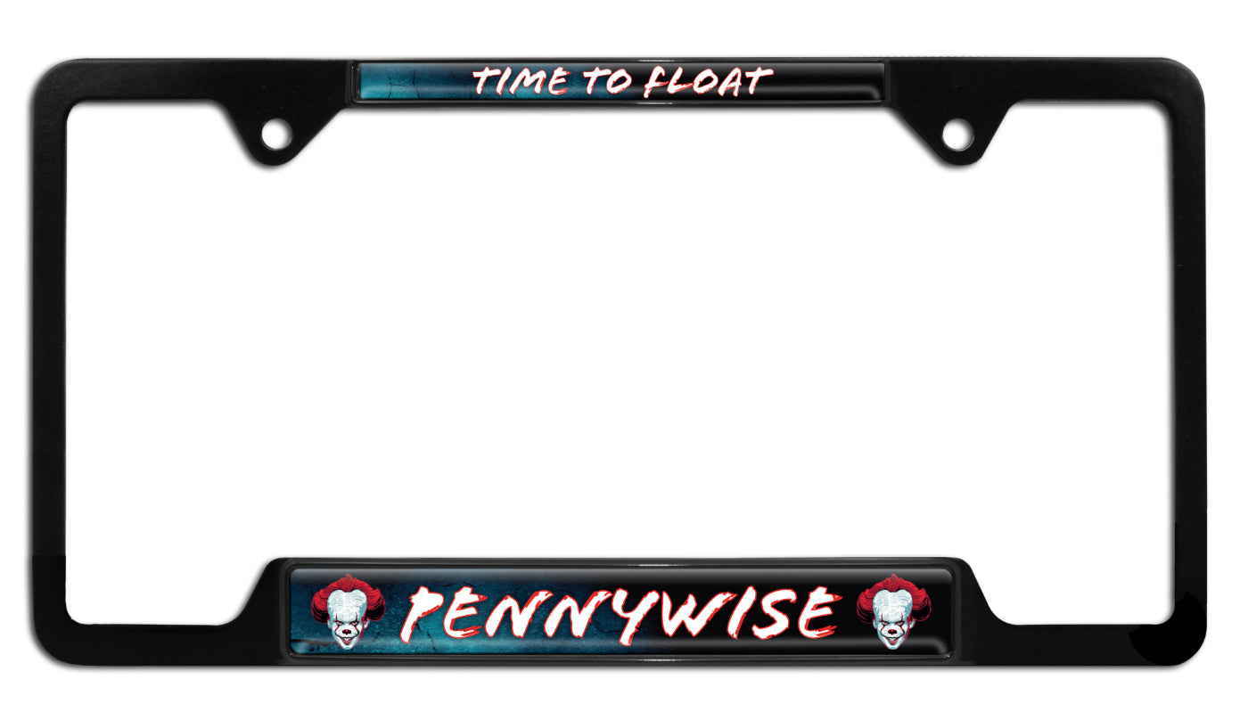 It - Pennywise Time to Float Black Metal Open License Plate Frame