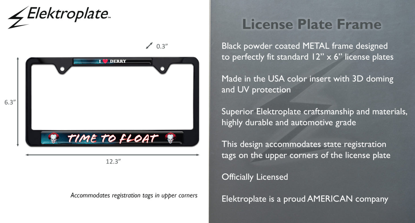 Time to Float "I Love Derry" License Plate Frame Black Metal License Plate Frame