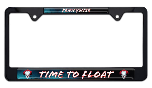 "Time to Float" Pennywise Black Metal License Plate Frame