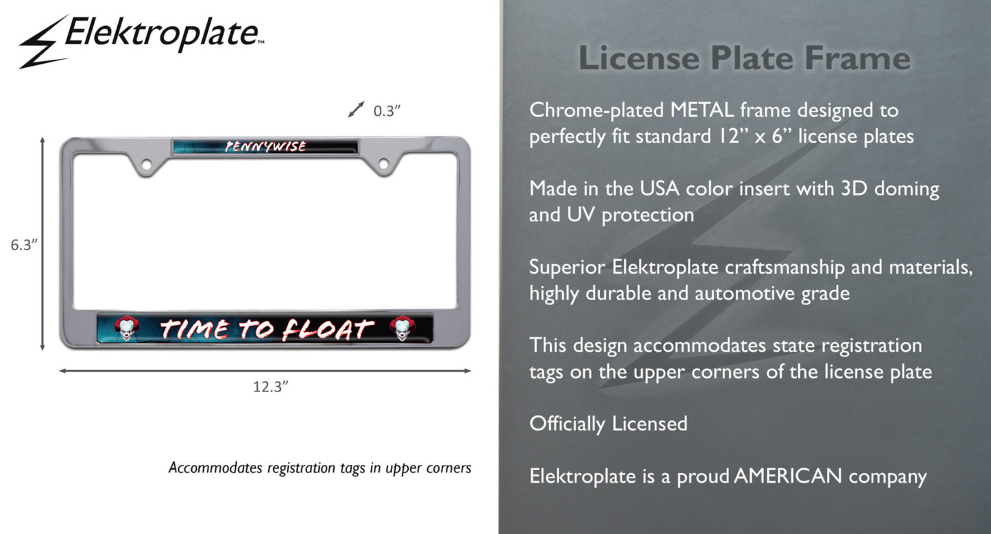 Time to Float - Pennywise Chrome Metal License Plate Frame