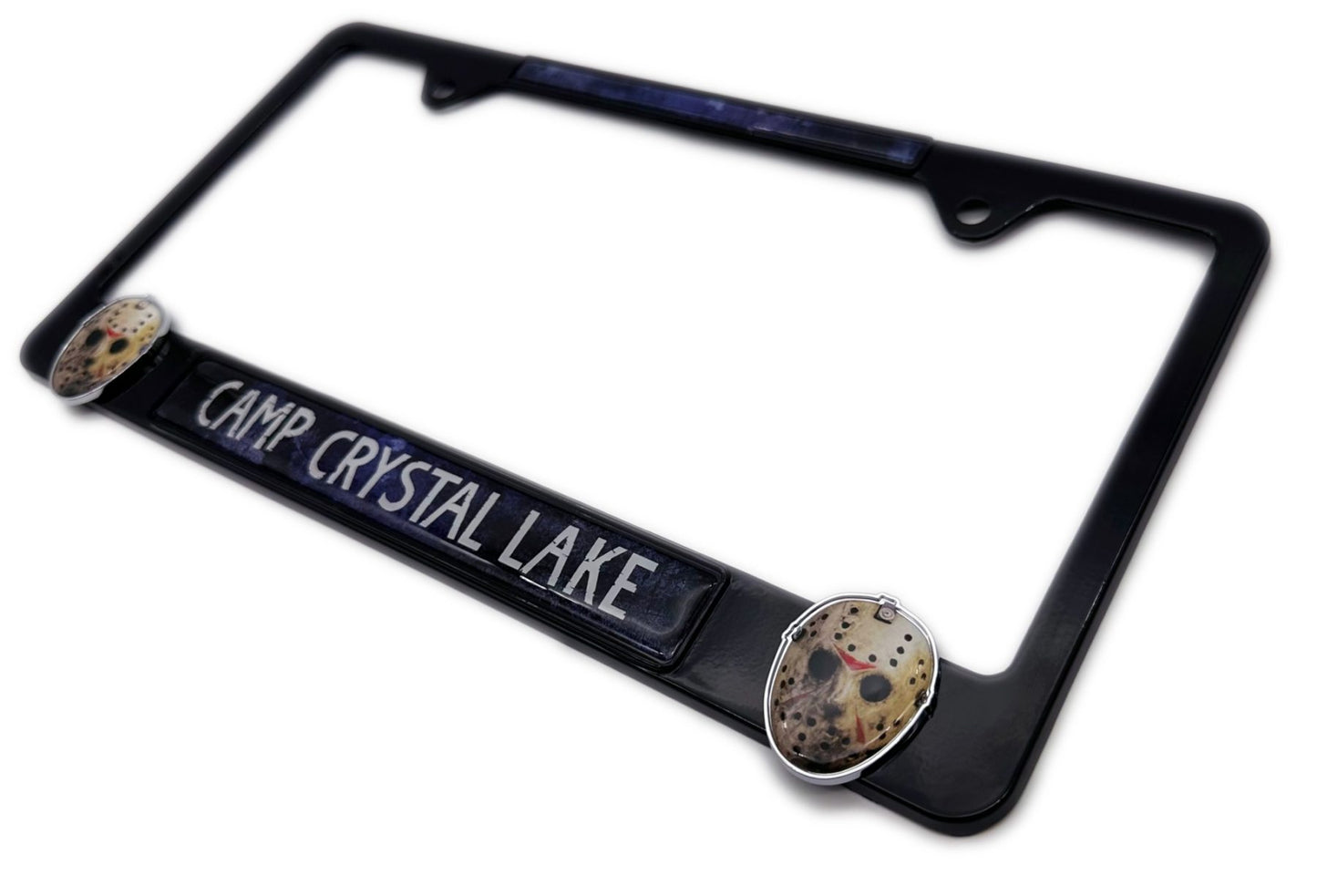 Friday the 13th Jason Camp Crystal Lake 3D Black Metal License Plate Frame