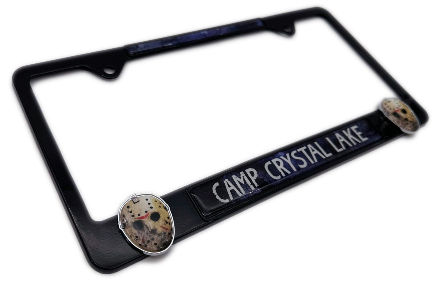 Friday the 13th Jason Camp Crystal Lake 3D Black Metal License Plate Frame