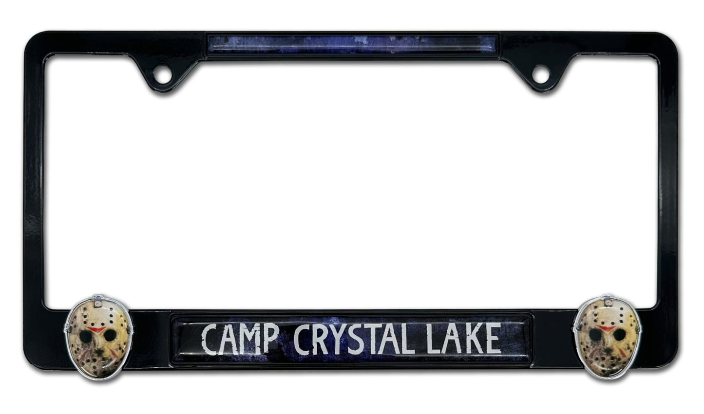 Friday the 13th Jason Camp Crystal Lake 3D Black Metal License Plate Frame