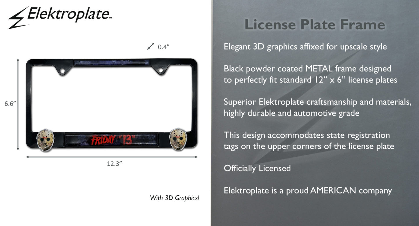 Friday the 13th Jason 3D Black Metal License Plate Frame