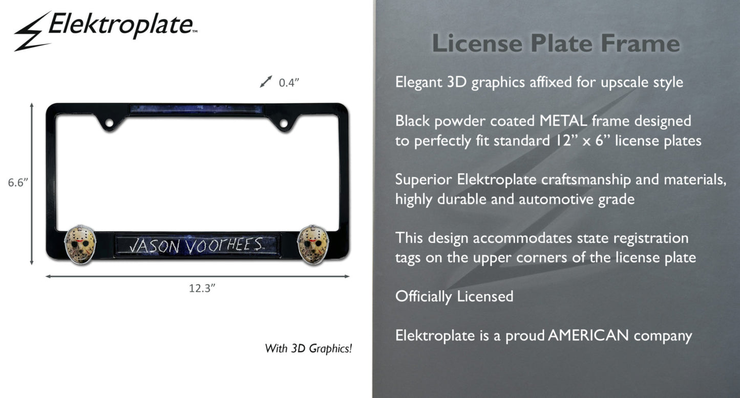 Friday the 13th Jason Voorhees 3D Black Metal License Plate Frame