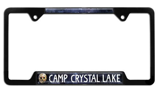 Jason Friday the 13th Camp Crystal Lake Black Metal Open License Plate Frame