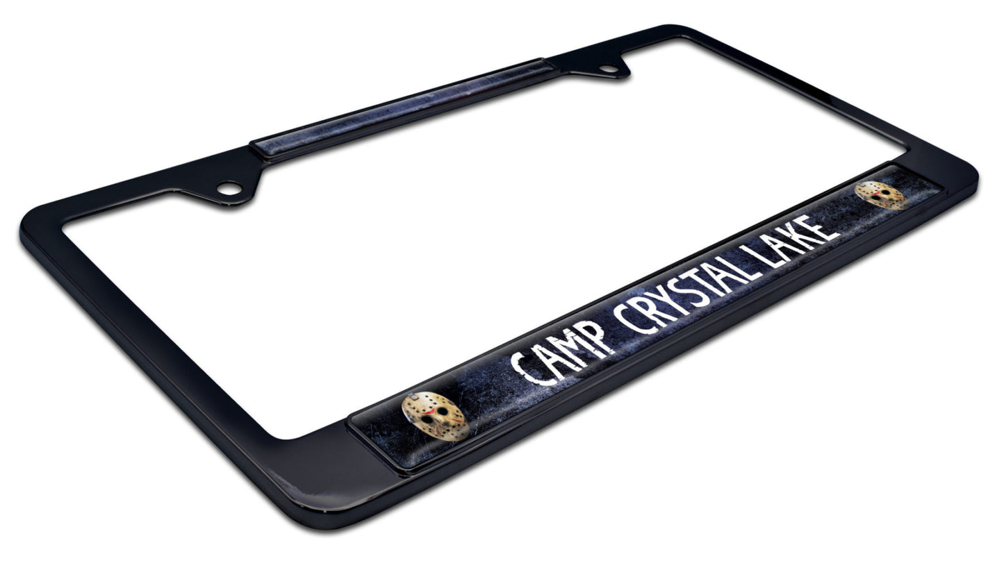 Friday the 13th Camp Crystal Lake Shiny Black Metal License Plate Frame