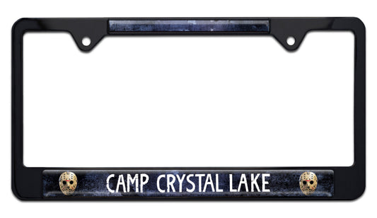 Friday the 13th Camp Crystal Lake Shiny Black Metal License Plate Frame
