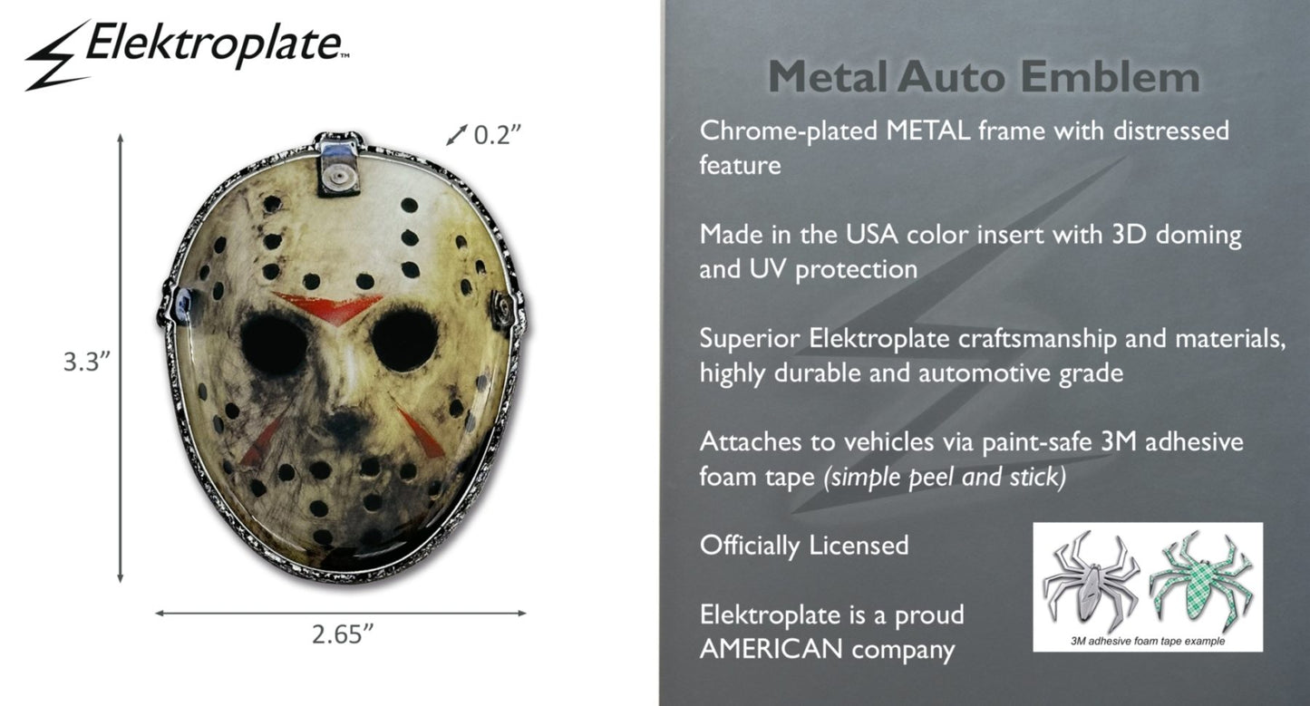 Jason Friday the 13th 2.65” x 3.3” Metal Auto Emblem