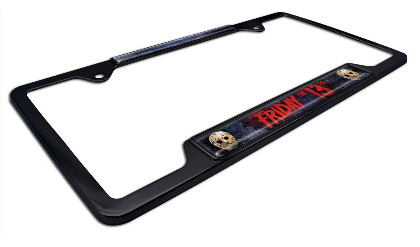 Friday the 13th Black Metal Open License Plate Frame