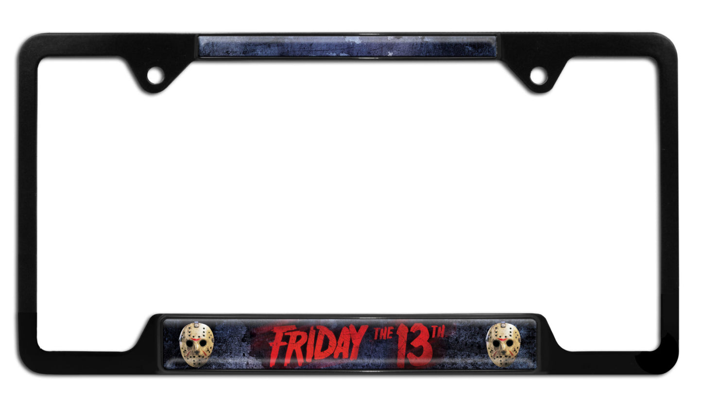Friday the 13th Black Metal Open License Plate Frame