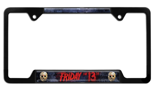 Friday the 13th Black Metal Open License Plate Frame