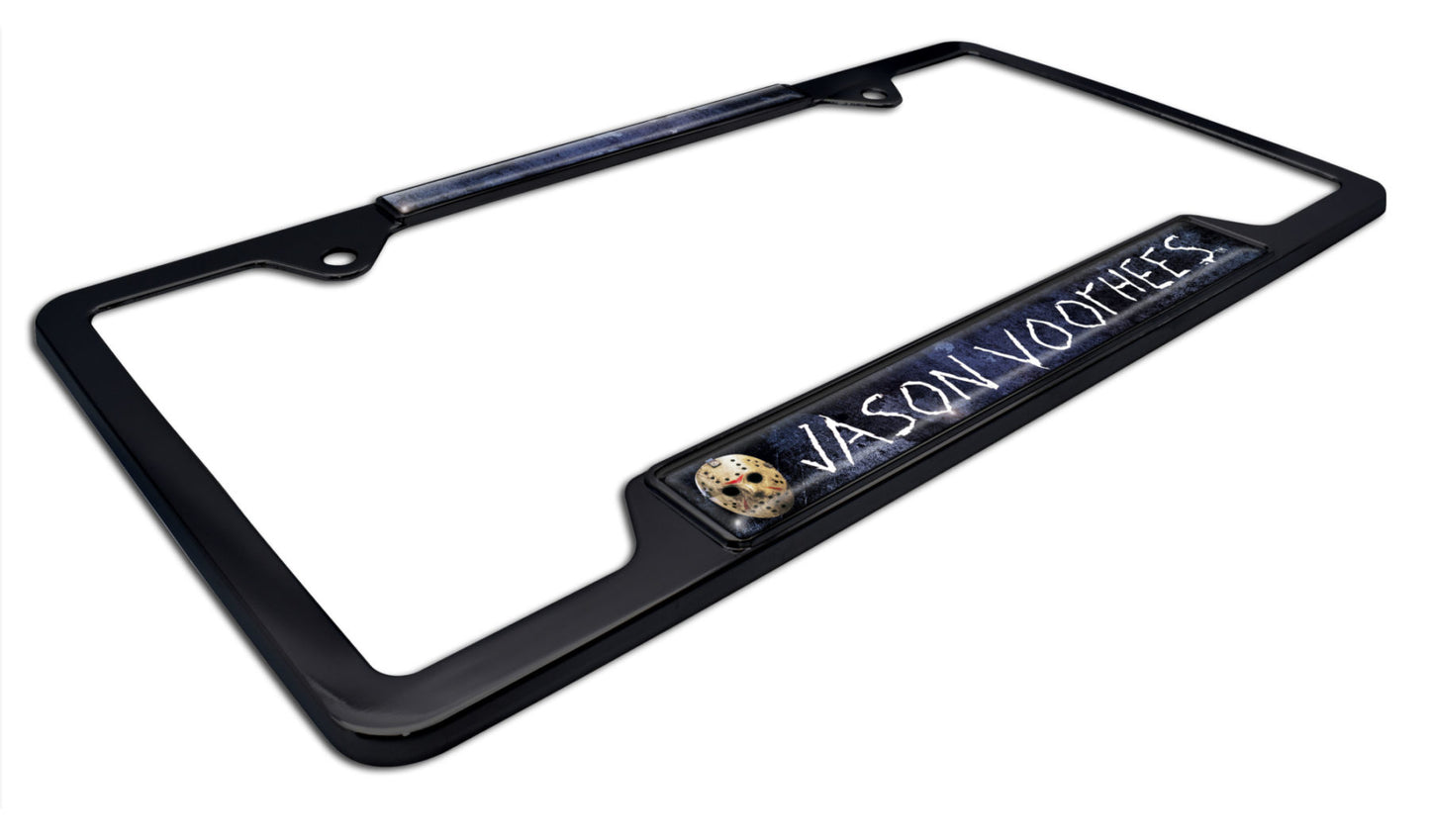Jason Voorhees Friday the 13th Black Metal Open License Plate Frame