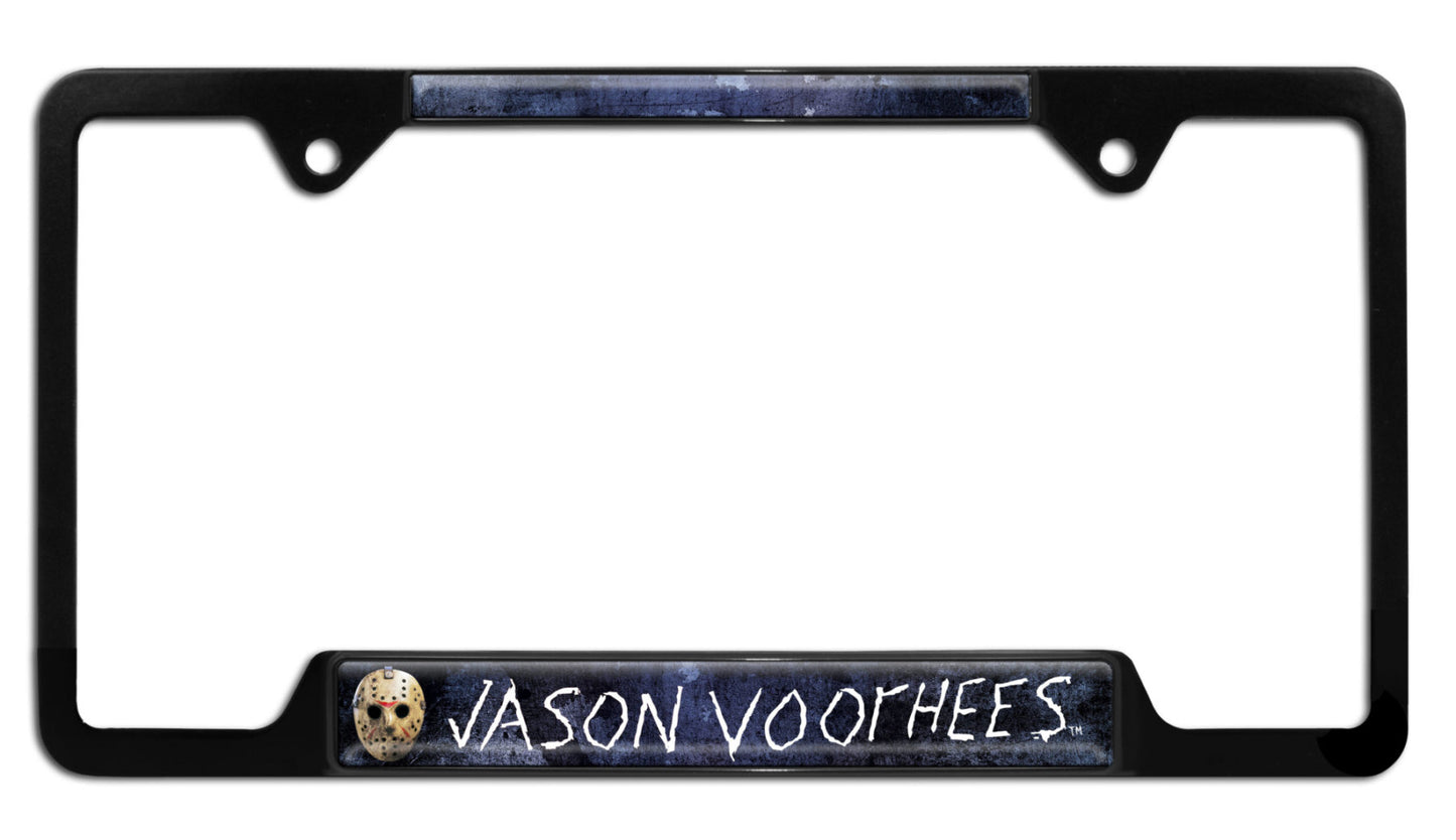 Jason Voorhees Friday the 13th Black Metal Open License Plate Frame