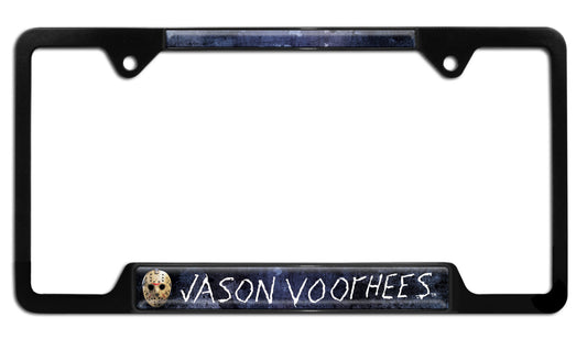Jason Voorhees Friday the 13th Black Metal Open License Plate Frame