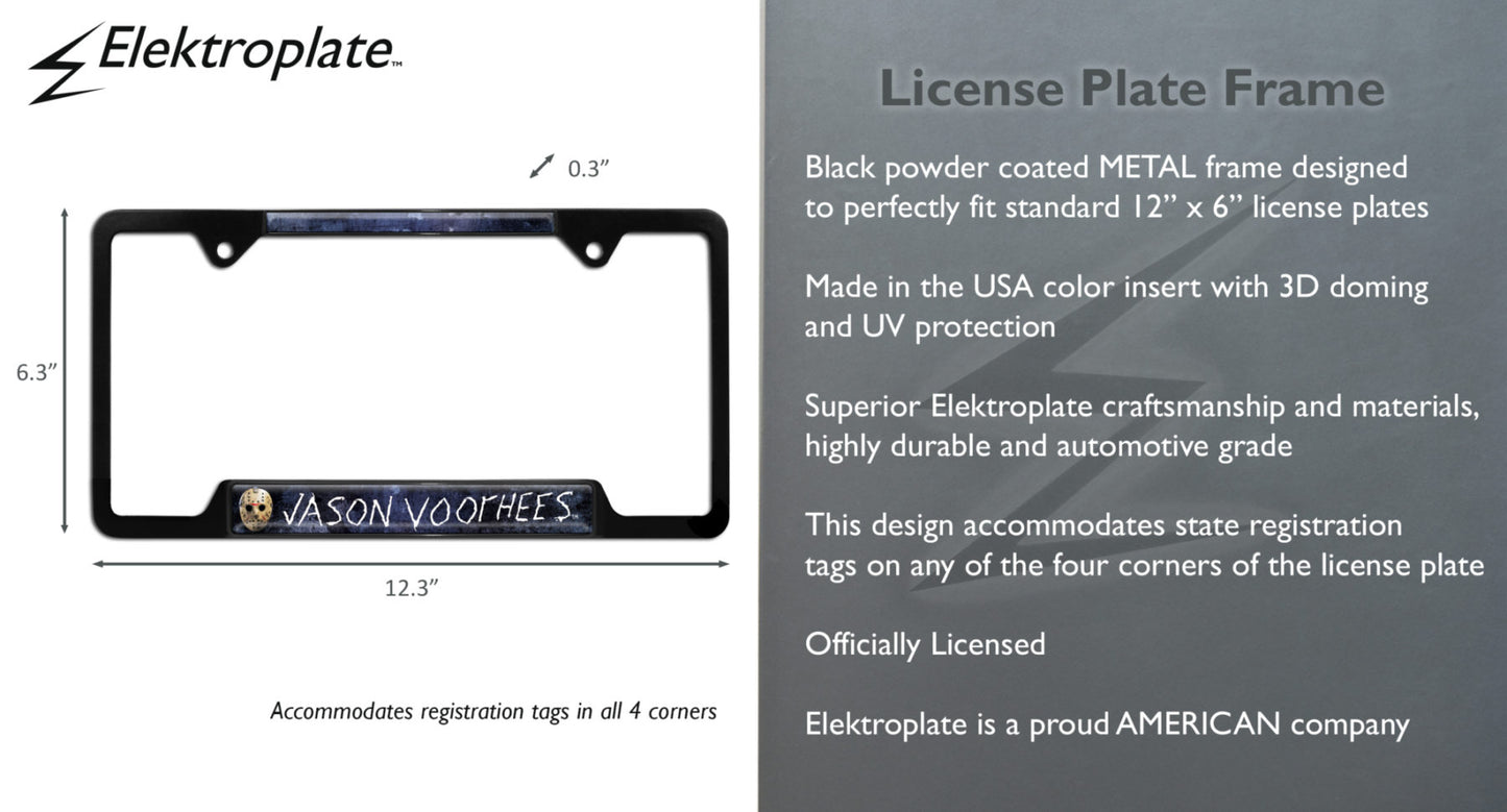 Jason Voorhees Friday the 13th Black Metal Open License Plate Frame