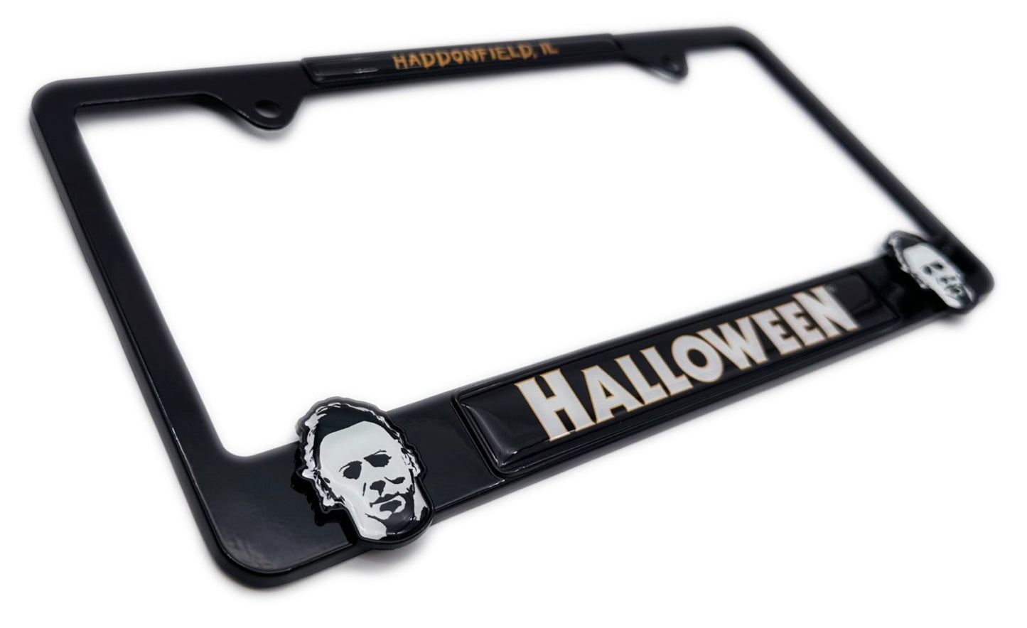 Halloween Haddonfield Michael Myers 3D Black Metal License Plate Frame