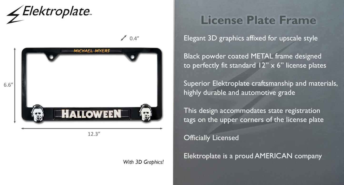 Halloween Michael Myers 3D Black Metal License Plate Frame