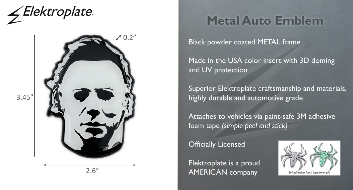Michael Myers Halloween Movie 2.6” x 3.45” Metal Auto Emblem