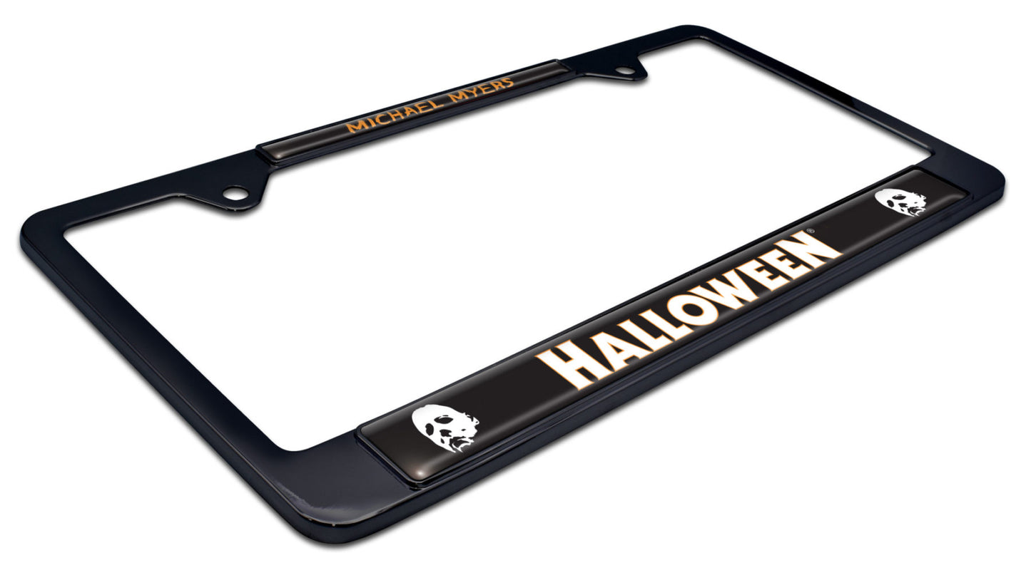 Michael Myers Halloween Movie Shiny Black Metal License Plate Frame