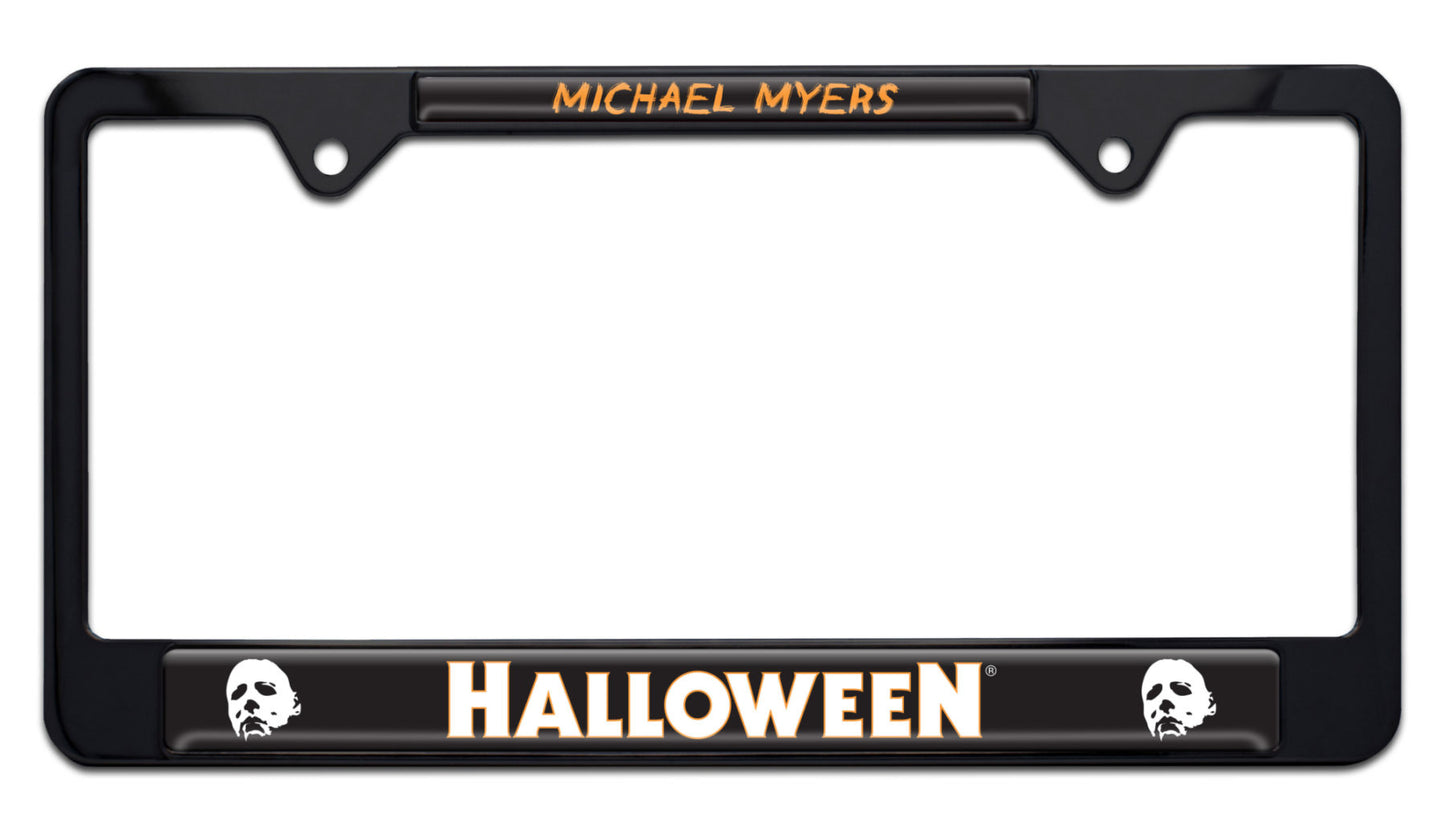 Michael Myers Halloween Movie Shiny Black Metal License Plate Frame