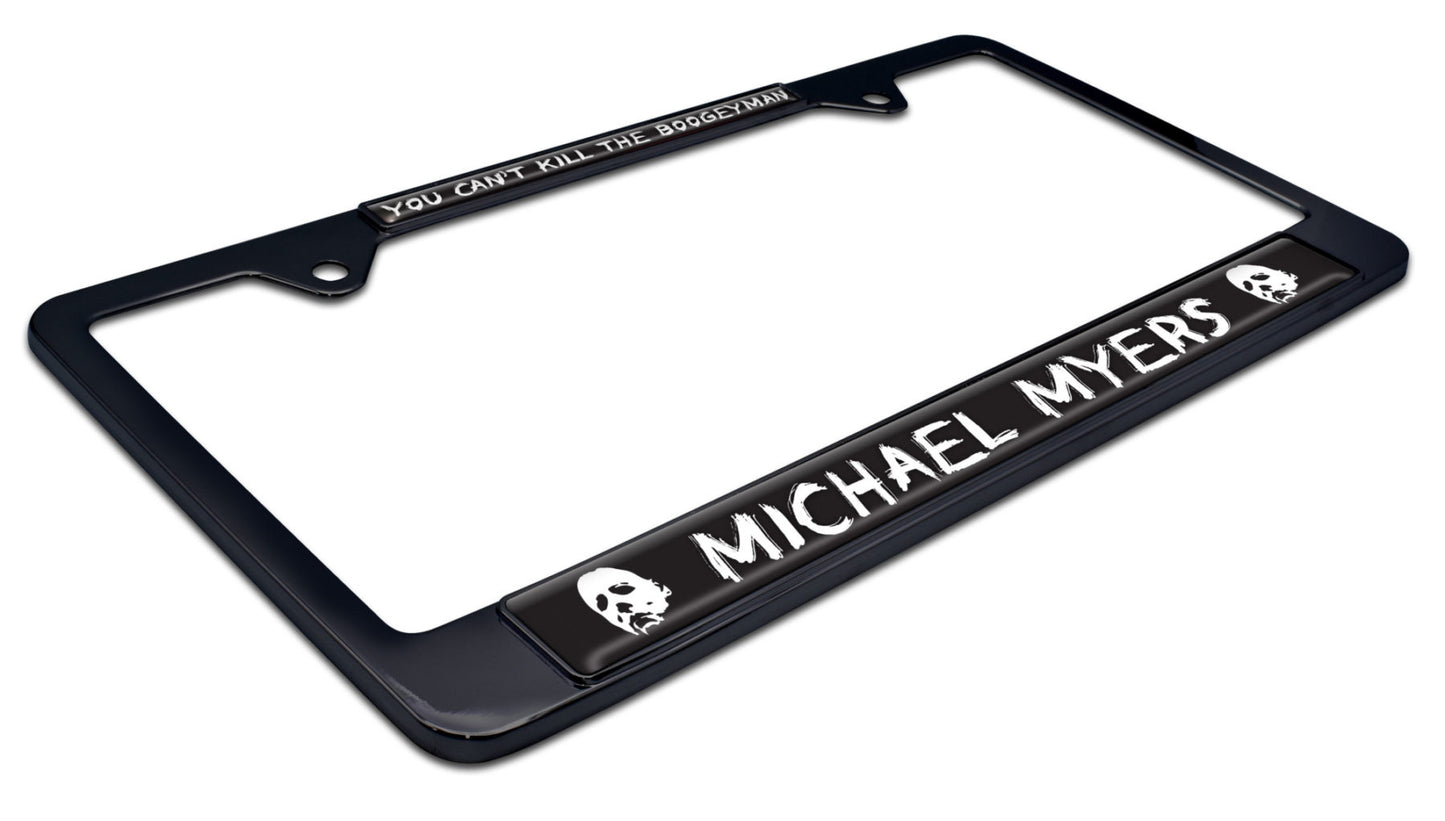 Michael Myers Boogeyman Halloween Movie Shiny Black Metal License Plate Frame