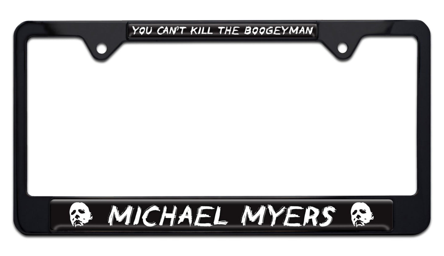 Michael Myers Boogeyman Halloween Movie Shiny Black Metal License Plate Frame