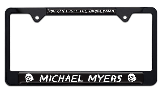 Michael Myers Boogeyman Halloween Movie Shiny Black Metal License Plate Frame