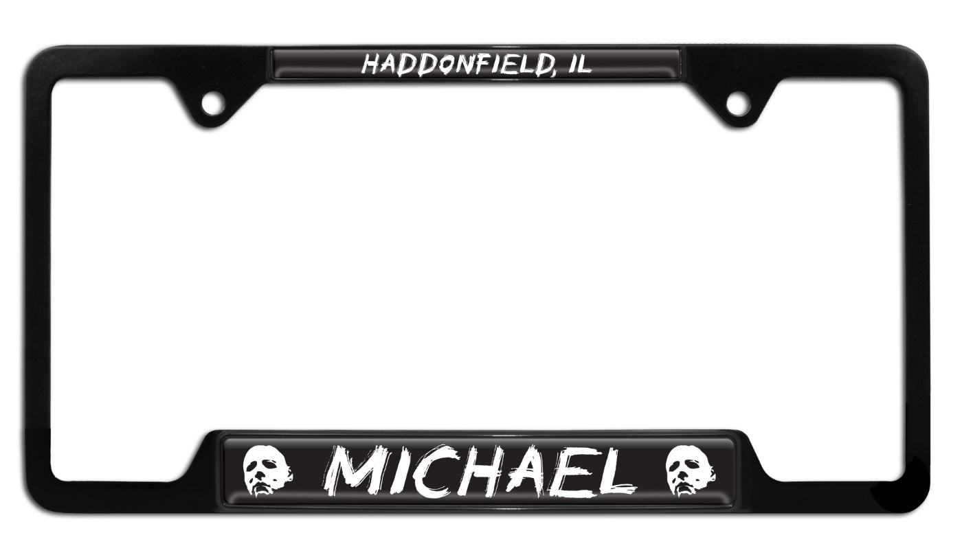 Halloween's Michael Myers Black Metal Open License Plate Frame
