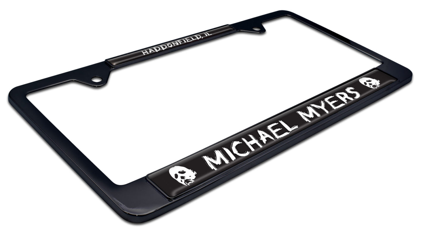 Michael Myers Halloween Movie Shiny Black Metal License Plate Frame