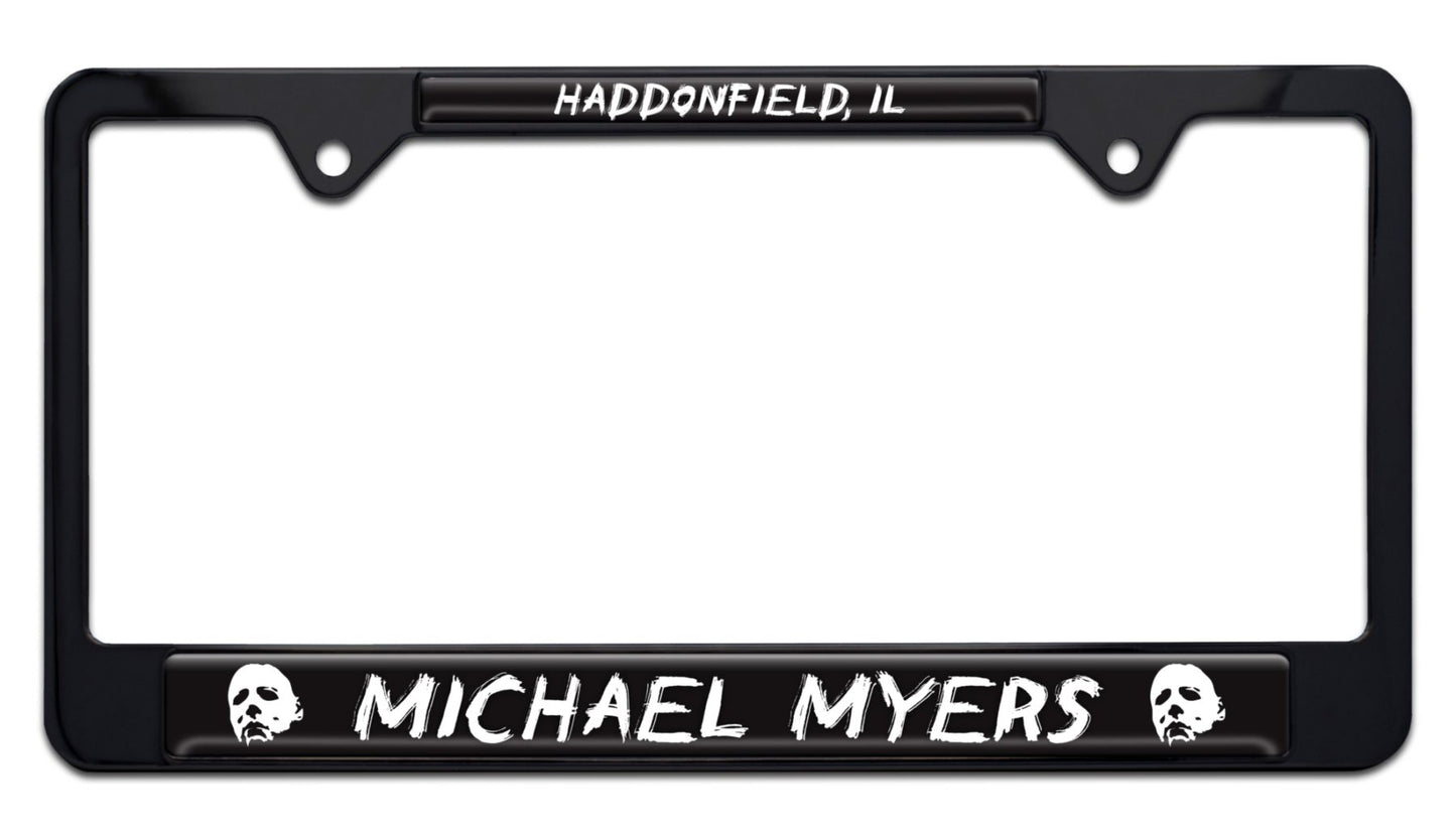 Michael Myers Halloween Movie Shiny Black Metal License Plate Frame