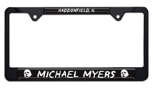 Michael Myers Halloween Movie Shiny Black Metal License Plate Frame