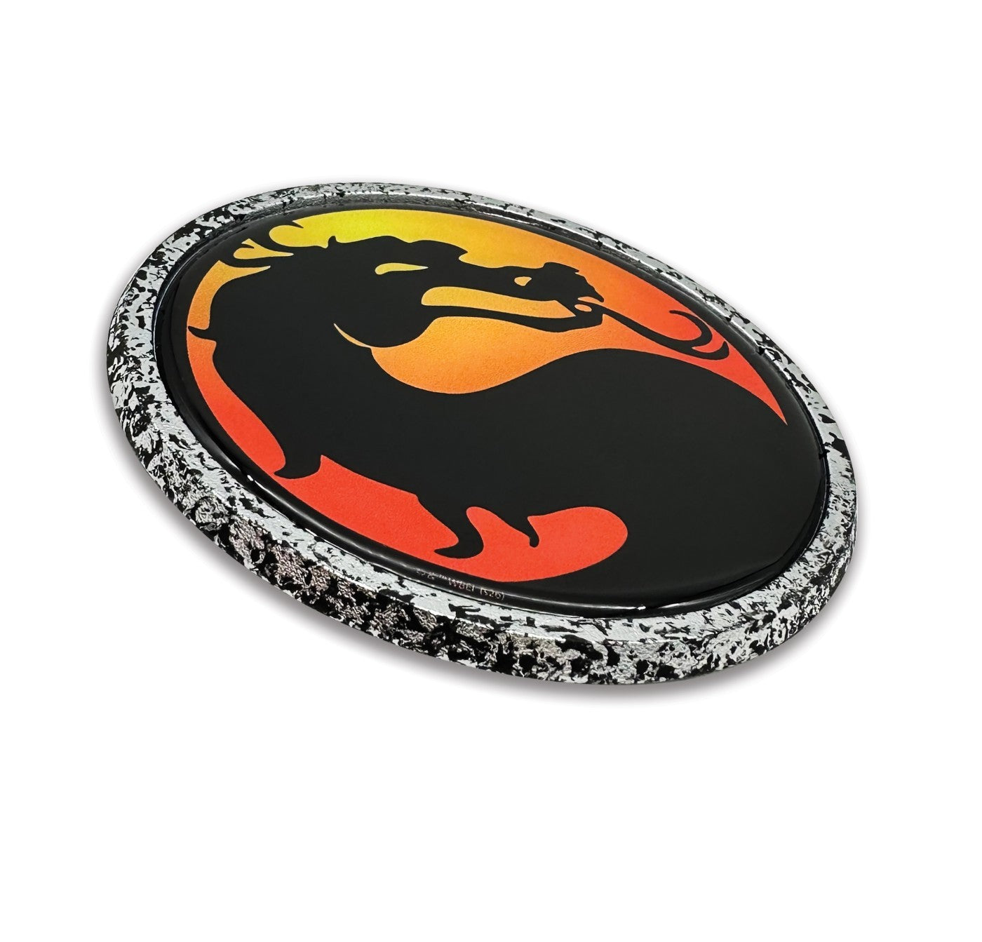 Mortal Kombat Dragon Black Distressed Metal Chrome Emblem