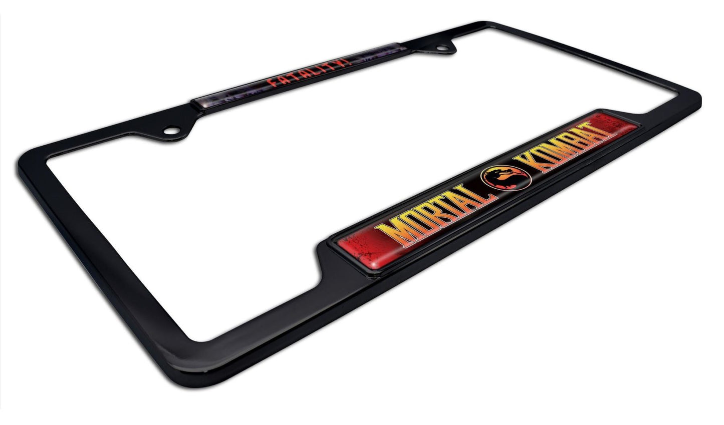 Mortal Kombat Fatality Black Open Metal License Plate Frame