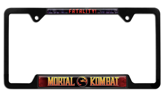 Mortal Kombat Fatality Black Open Metal License Plate Frame