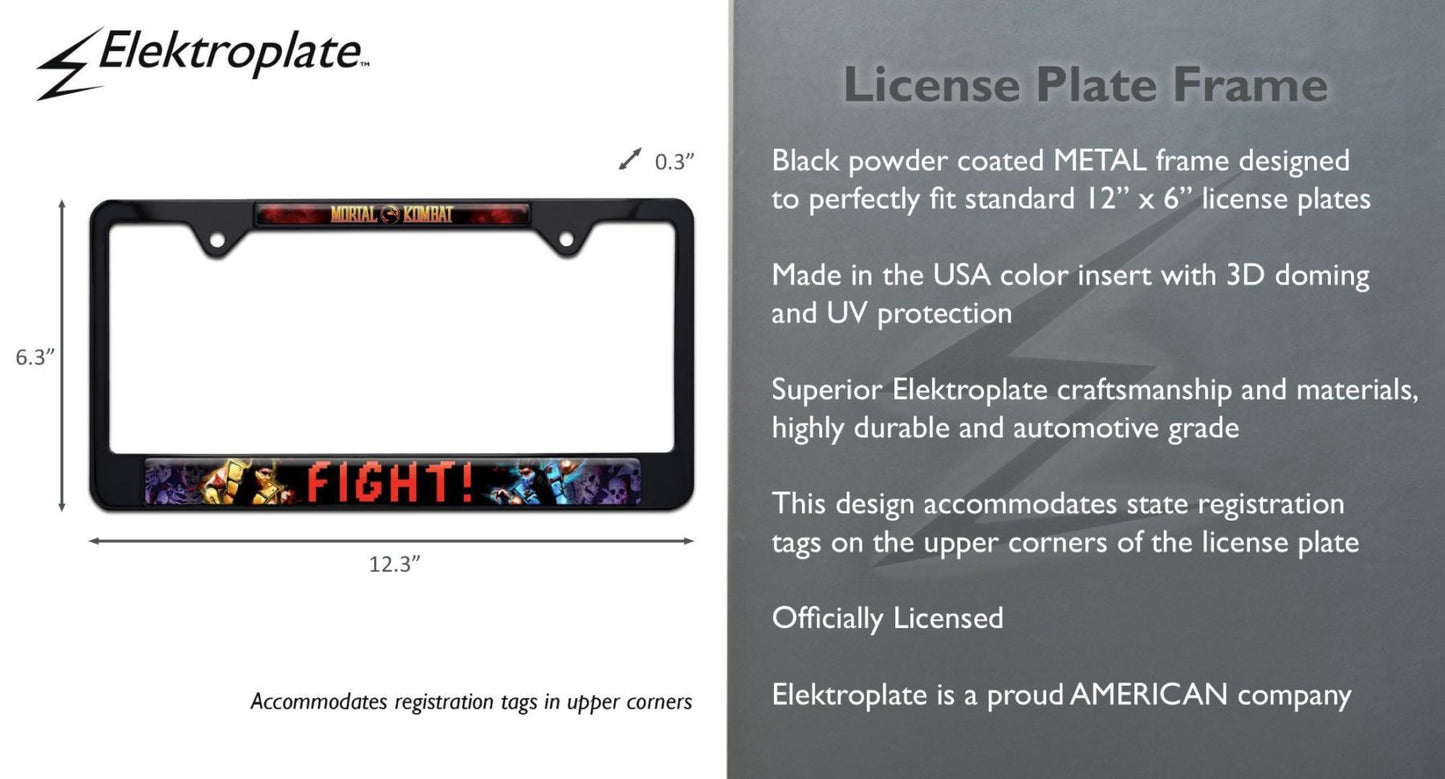 Mortal Kombat Fight Black Standard Metal License Plate Frame