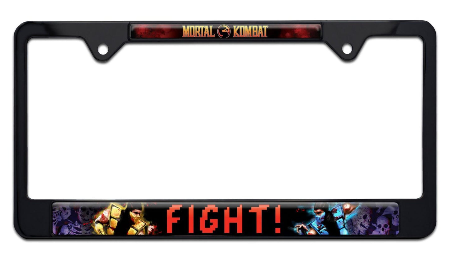 Mortal Kombat Fight Black Standard Metal License Plate Frame