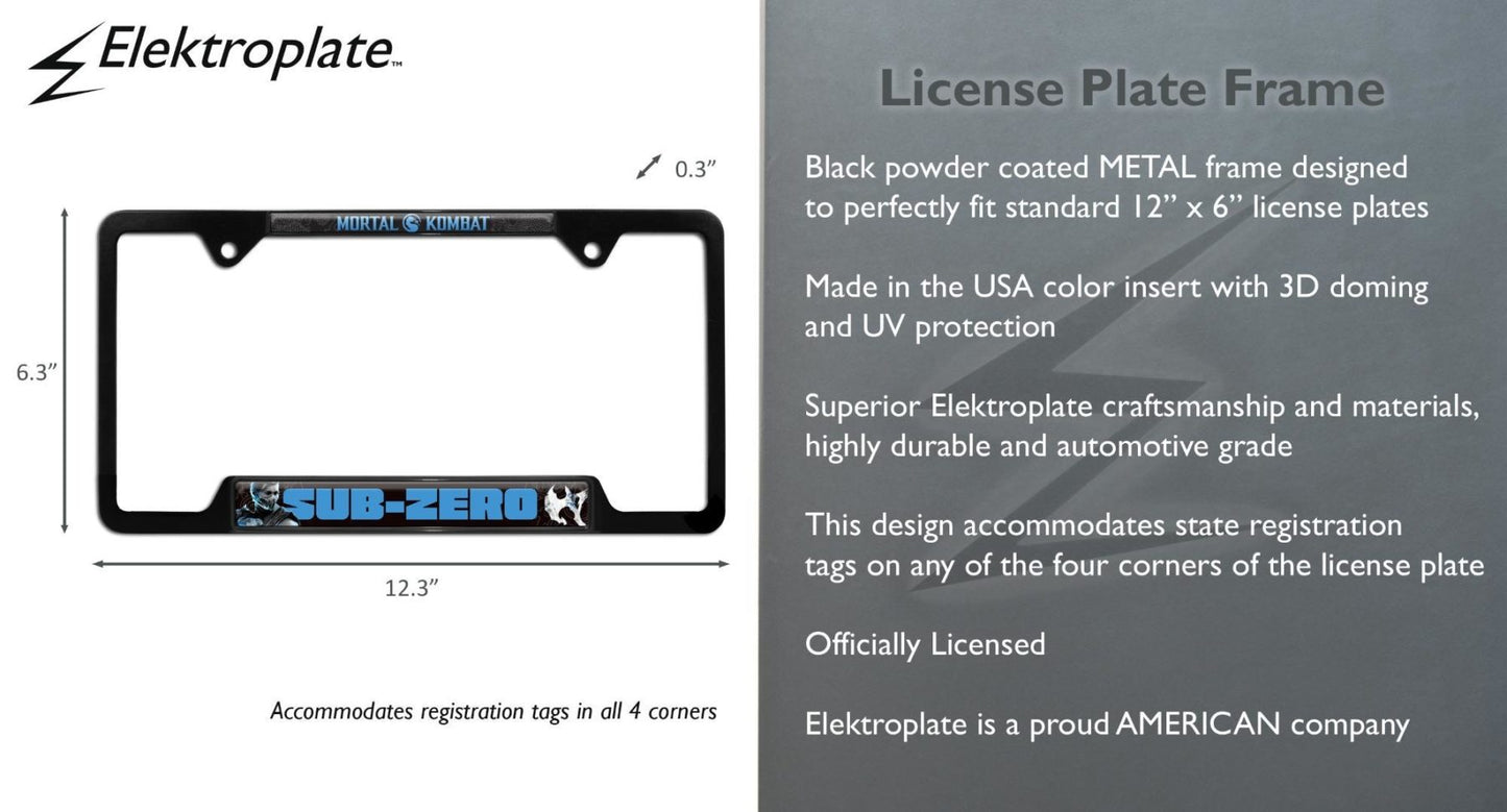 Mortal Kombat Sub-Zero Black Open Metal License Plate Frame