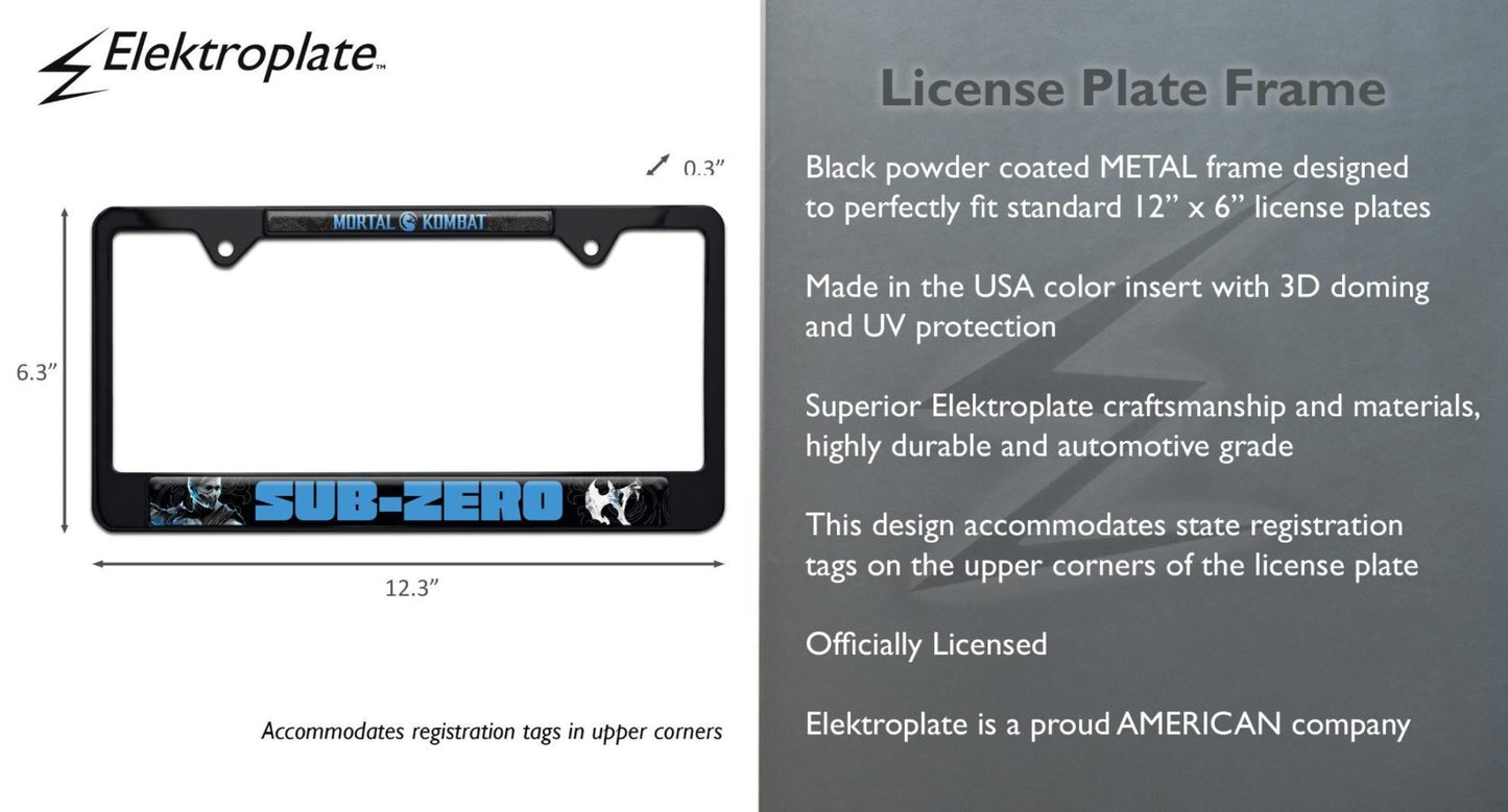 Mortal Kombat Sub-Zero Black Standard Metal License Plate Frame