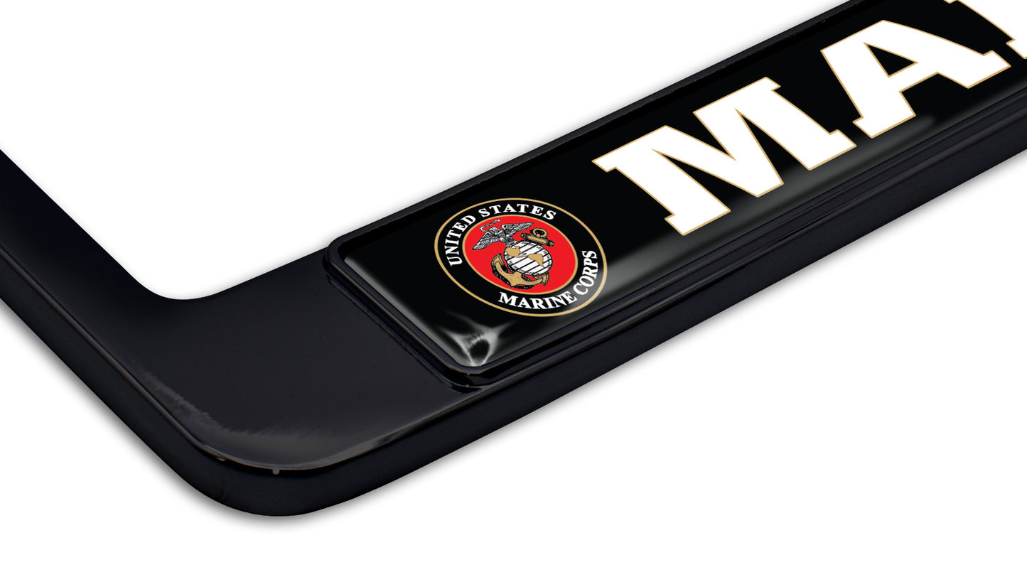 Officially Licensed USMC Veteran U.S. Marines Black Metal License Plate Frame