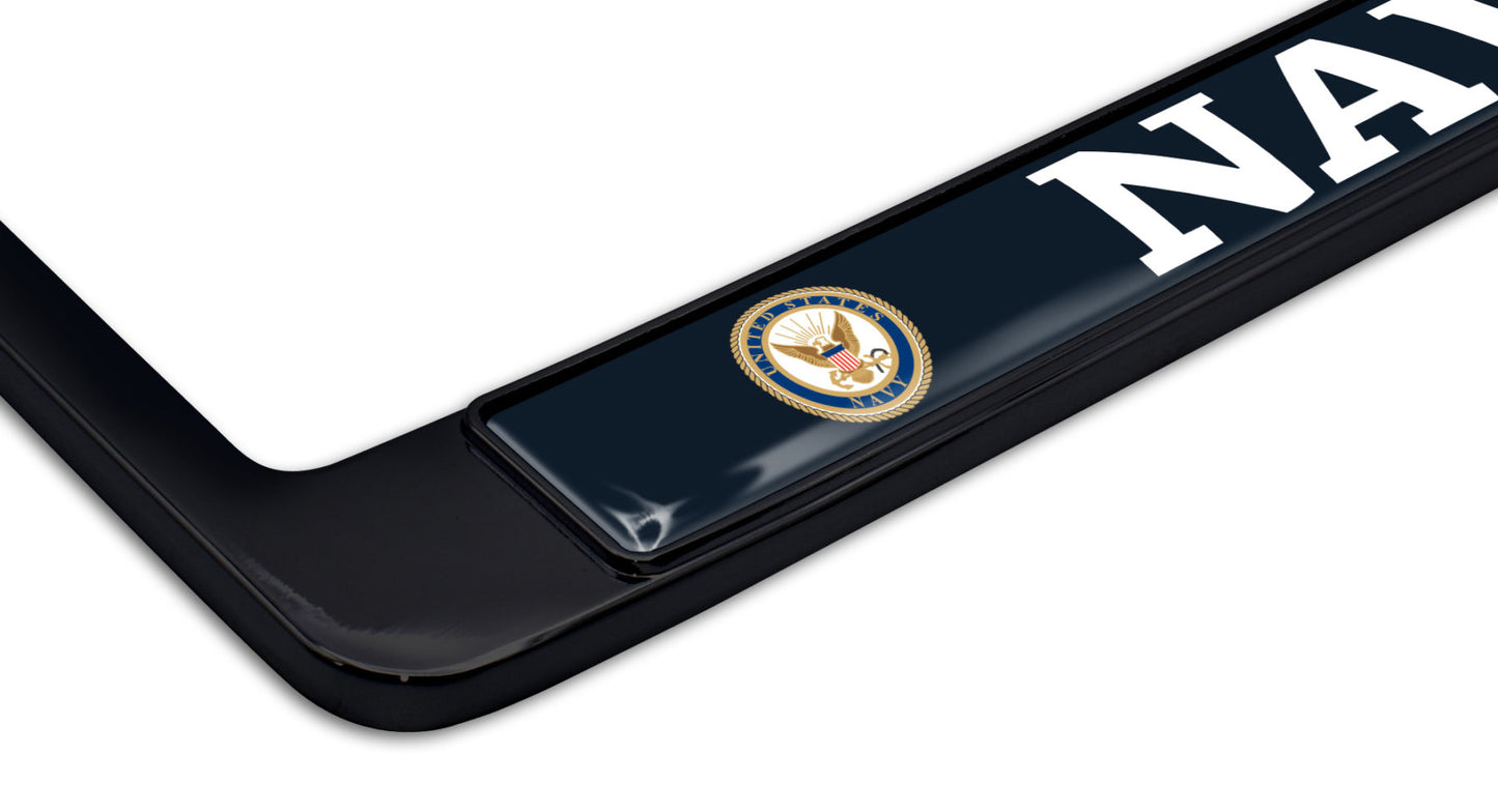 U.S. Navy Retired Black License Plate Frame