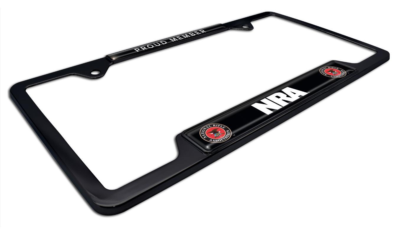 National Rifle Association NRA Proud Member Open Black License Plate Frame